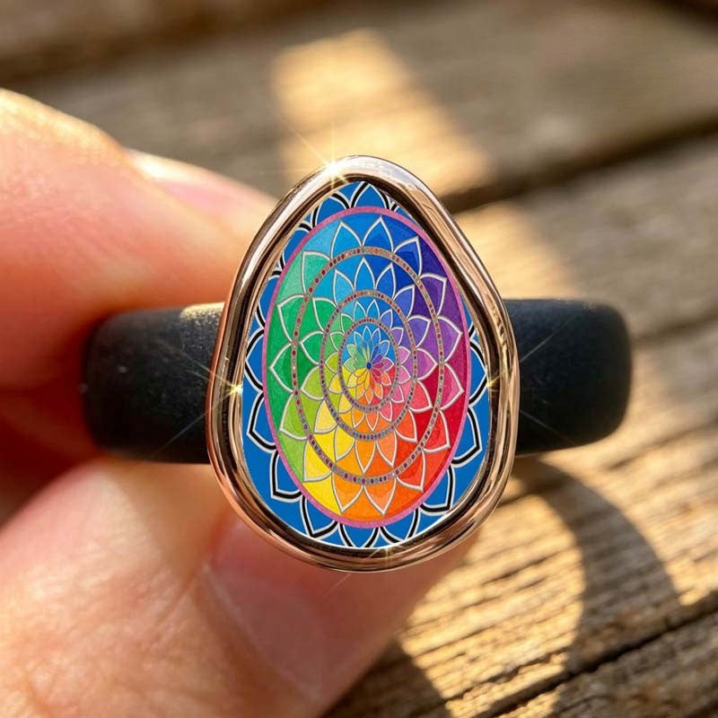 Rainbow Spiral Teardrop Ring