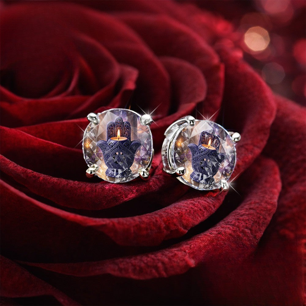 Starry Sky Hamsa Candle Stud Earrings