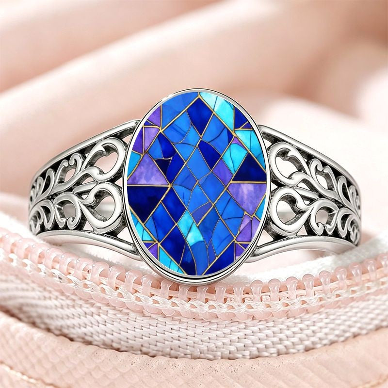 Blue Mosaic Filigree Ring