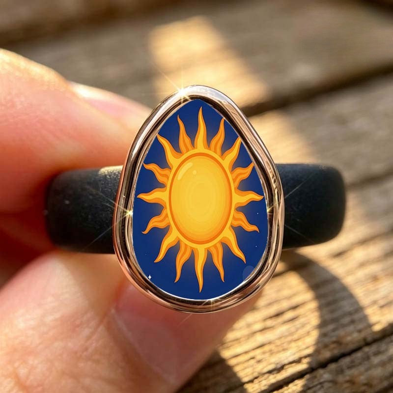 Sun Motif Teardrop Ring