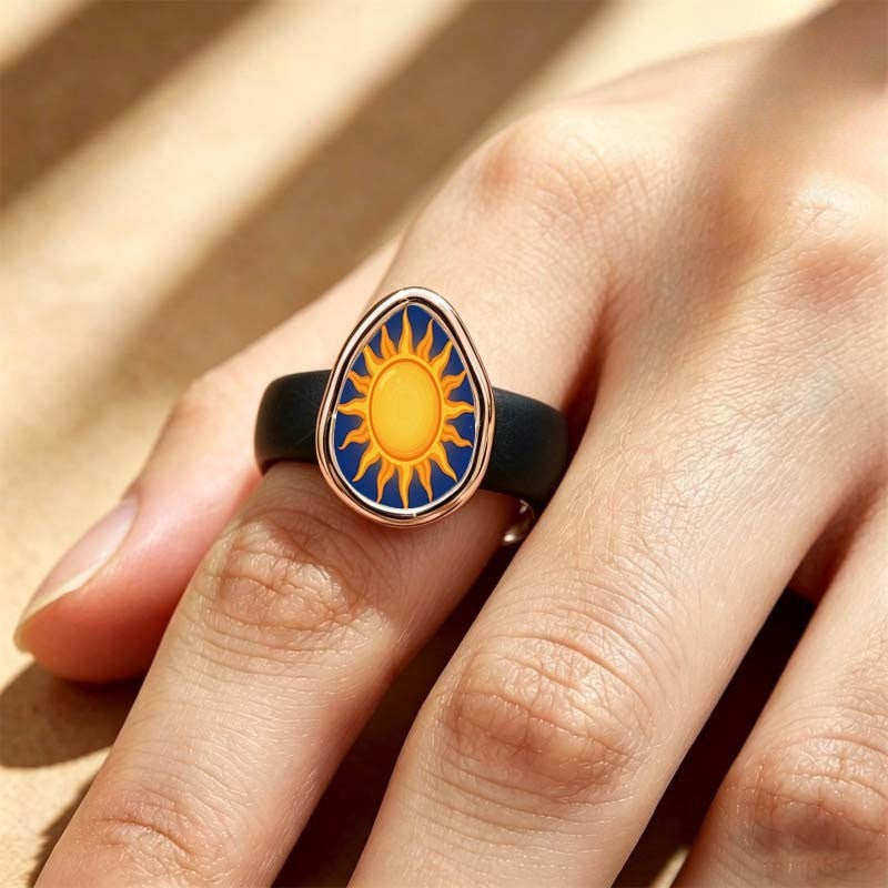 Sun Motif Teardrop Ring