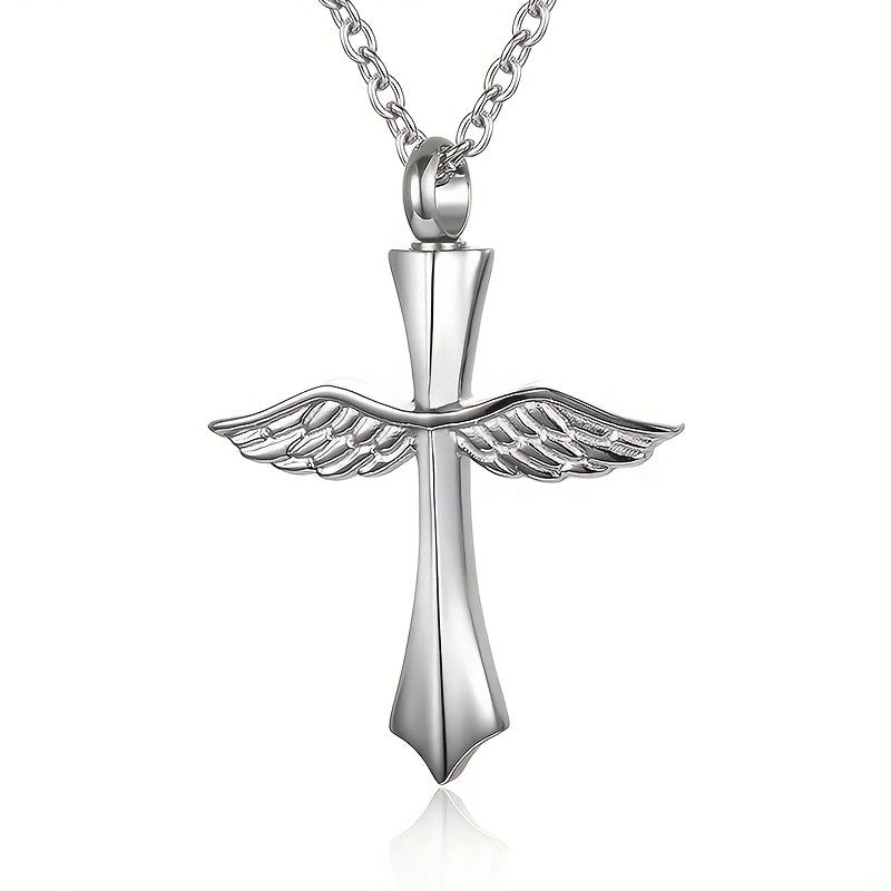 Winged Cross Urn Necklace