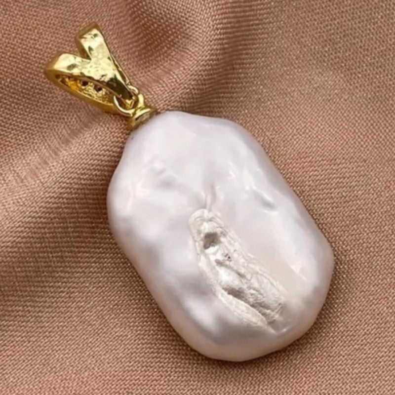 Zircon V-Clasp Baroque Pearl Necklace