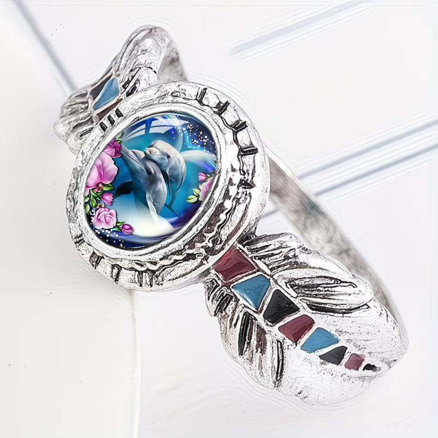 Dolphin Oval Statement Ring