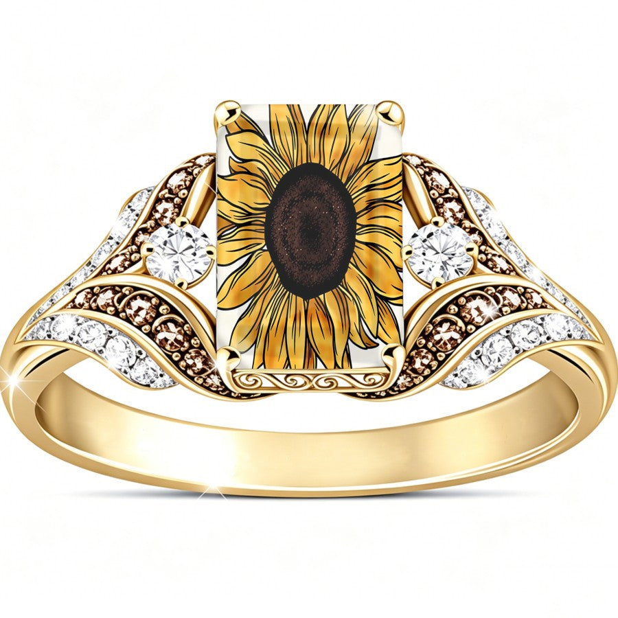 Sunflower Crystal Accent Ring