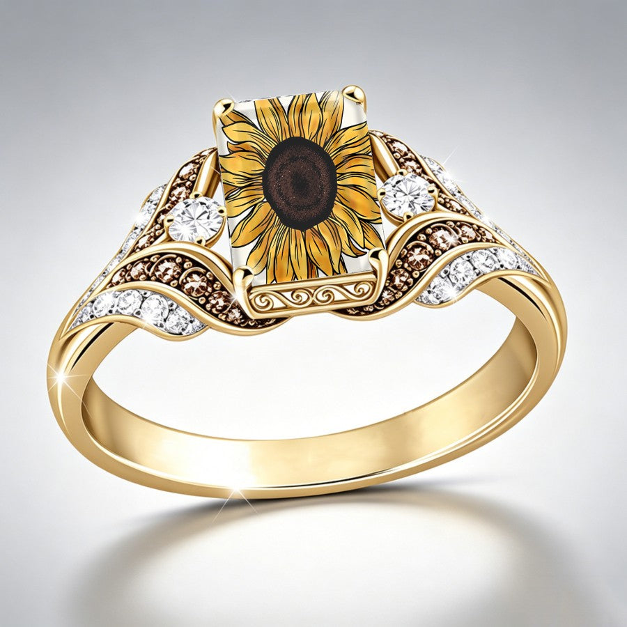 Sunflower Crystal Accent Ring