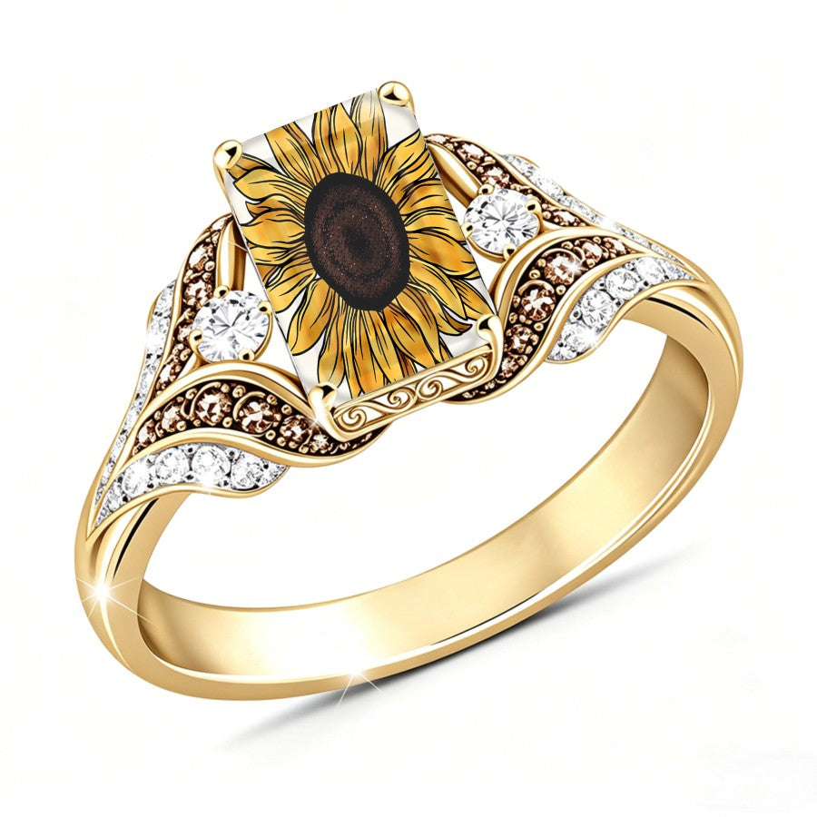 Sunflower Crystal Accent Ring