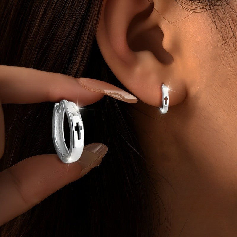 Cross Cutout Huggie Earrings