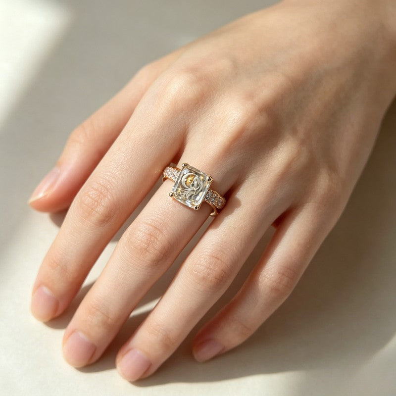 Sun and Moon Goddess Square Ring