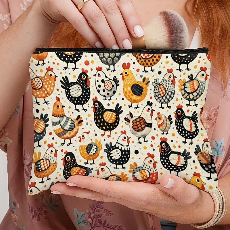 Colorful Chicken Print Pouch