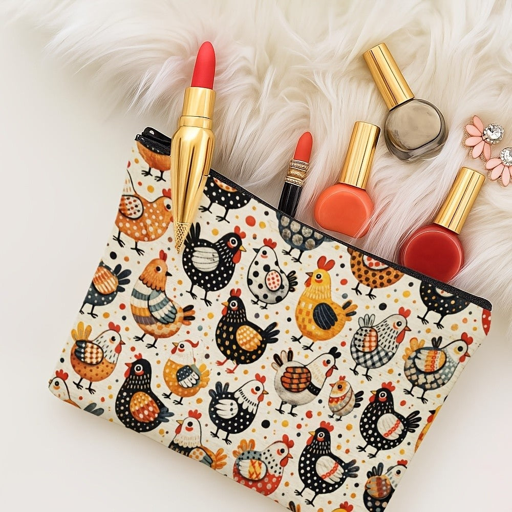 Colorful Chicken Print Pouch
