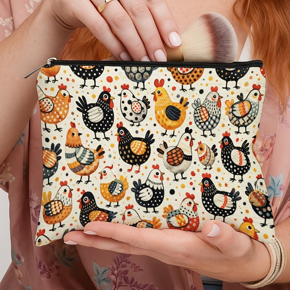 Colorful Chicken Print Pouch