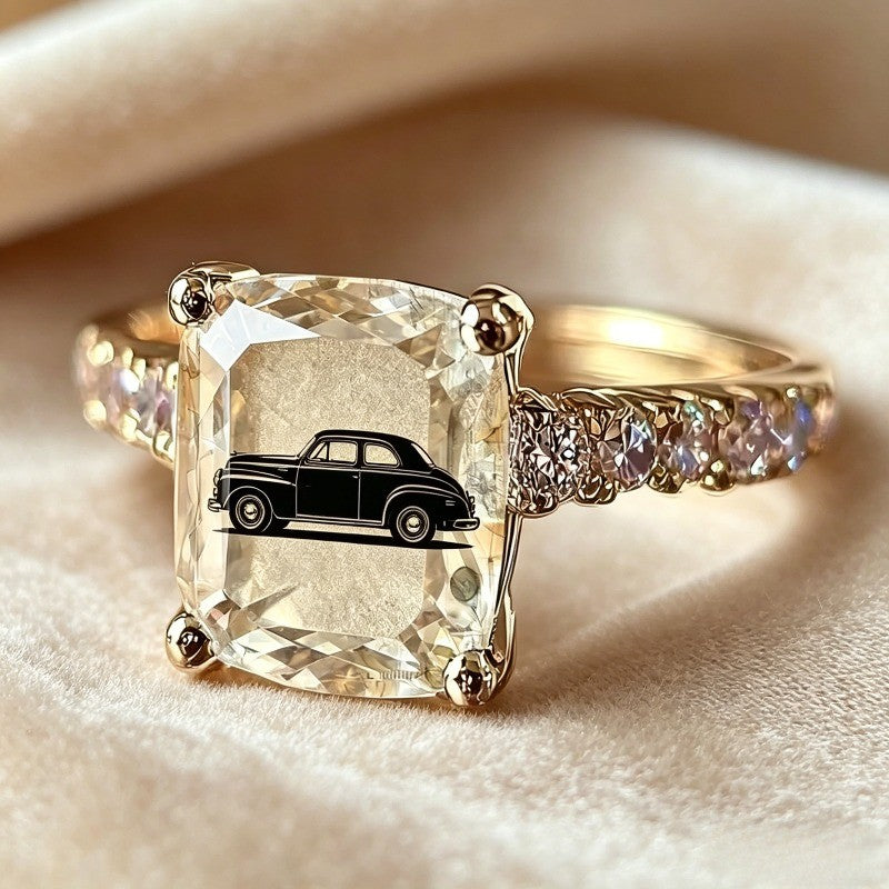 Vintage Car Square Ring