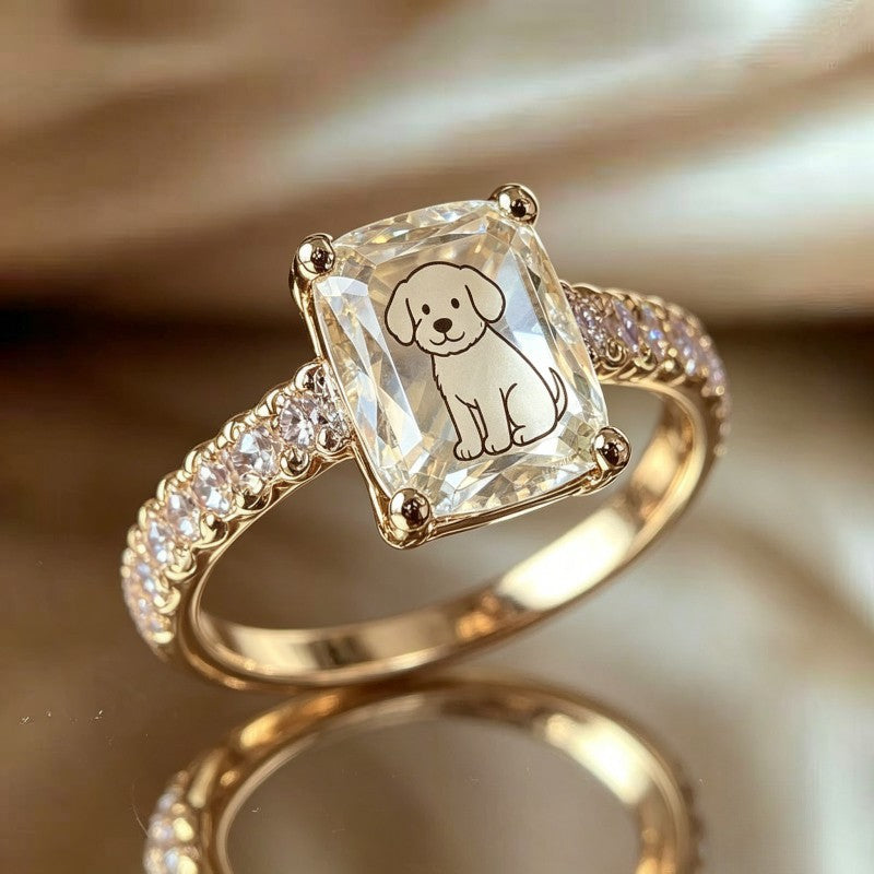 Puppy Emerald Cut Ring