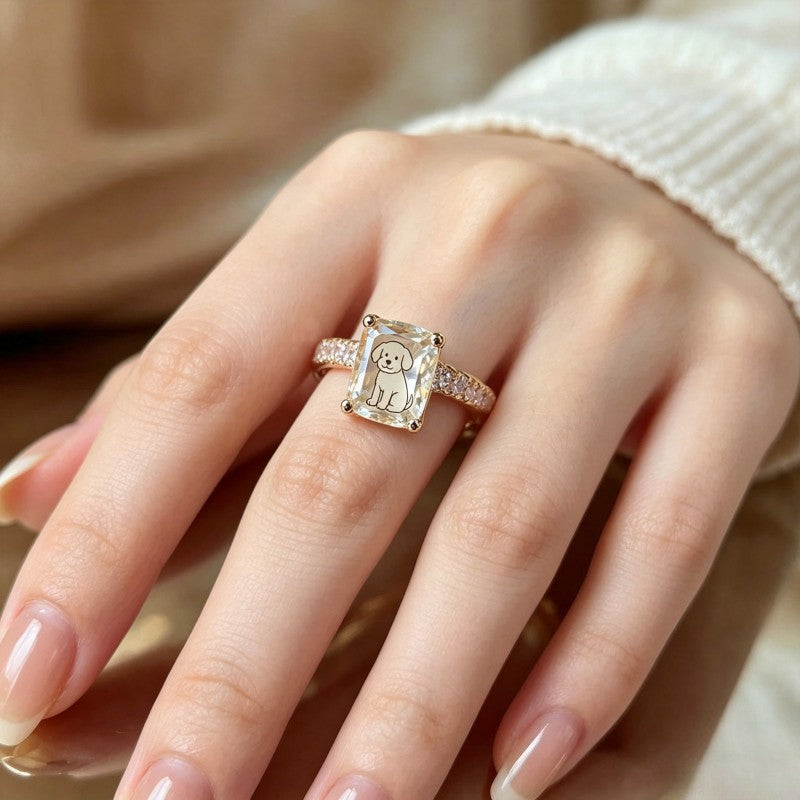 Puppy Emerald Cut Ring