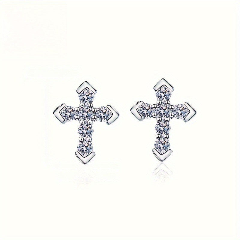 Paved Cross Stud Earrings