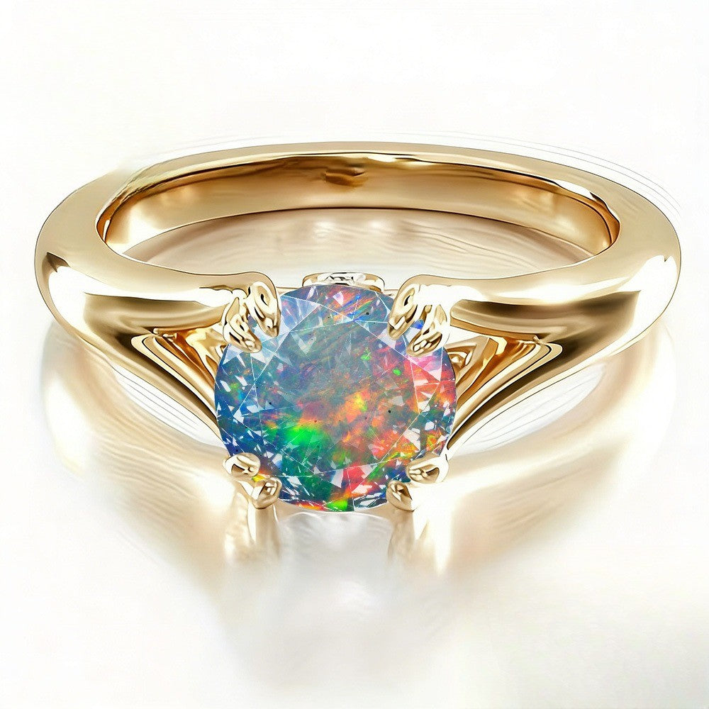 Colorful Iridescent Stone Ring