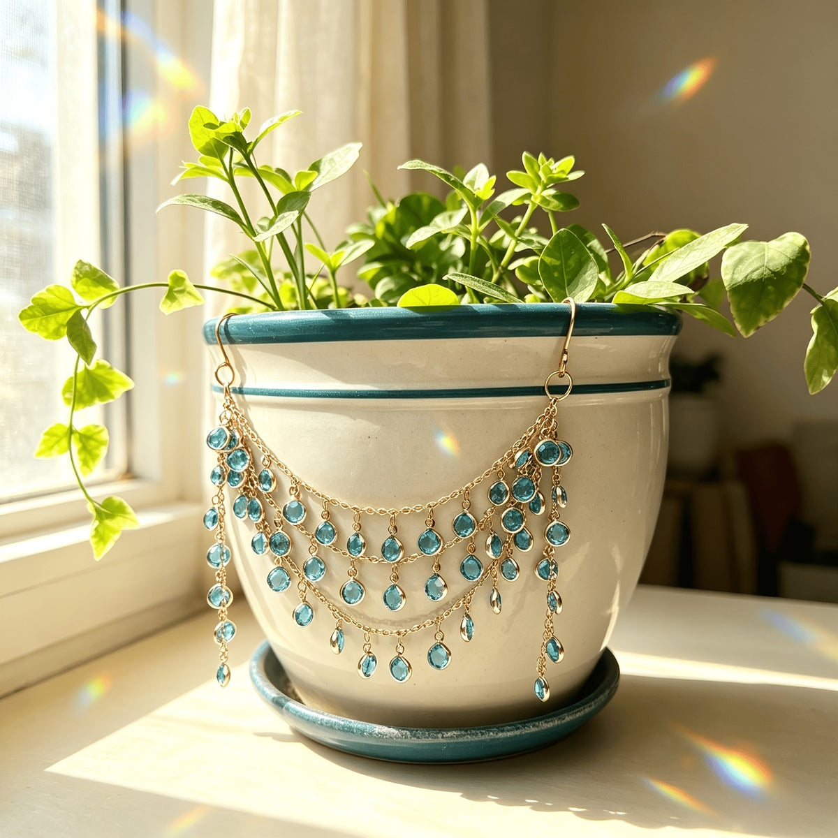 Blue Crystal Garden Sun Catcher