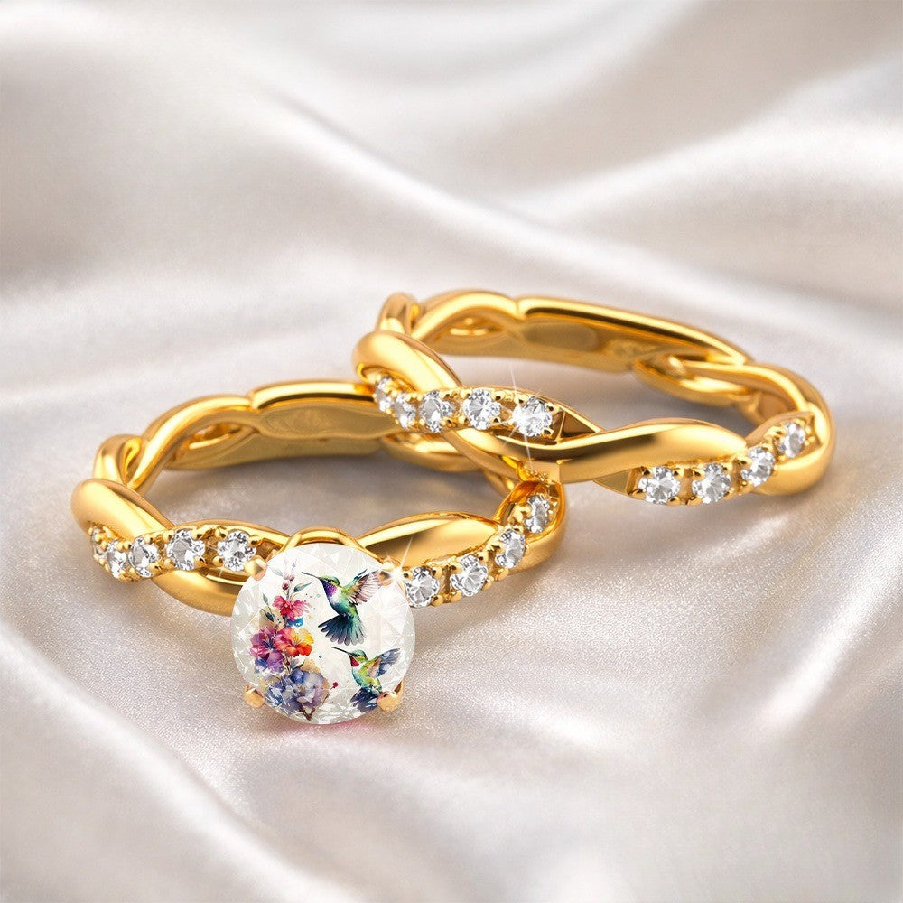 Hummingbird Floral Twisted Ring