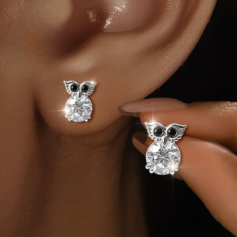 Crystal Owl Stud Earrings
