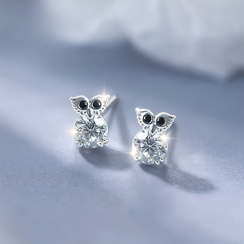Crystal Owl Stud Earrings