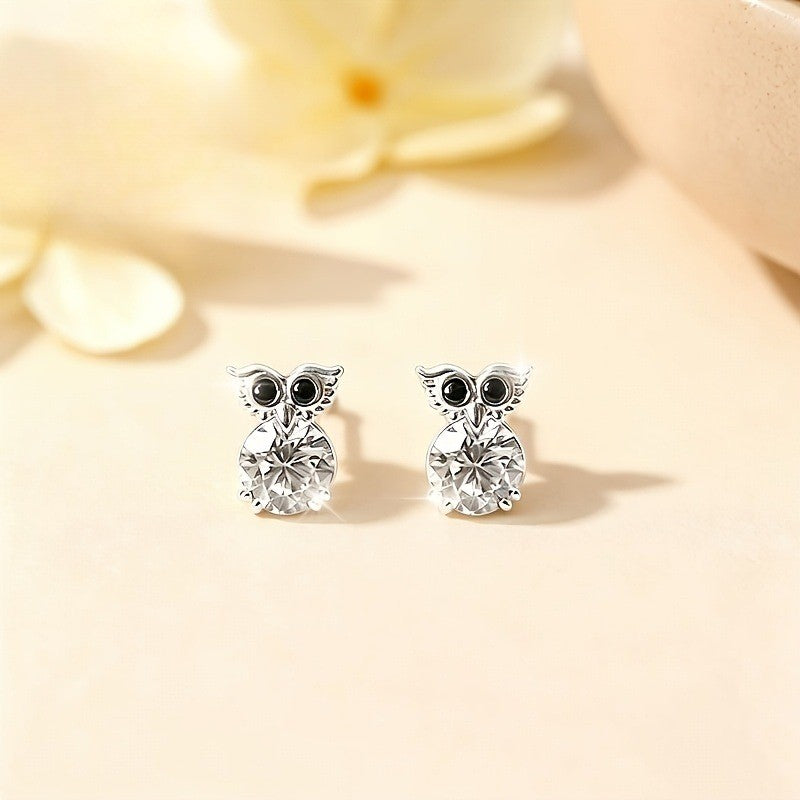 Crystal Owl Stud Earrings