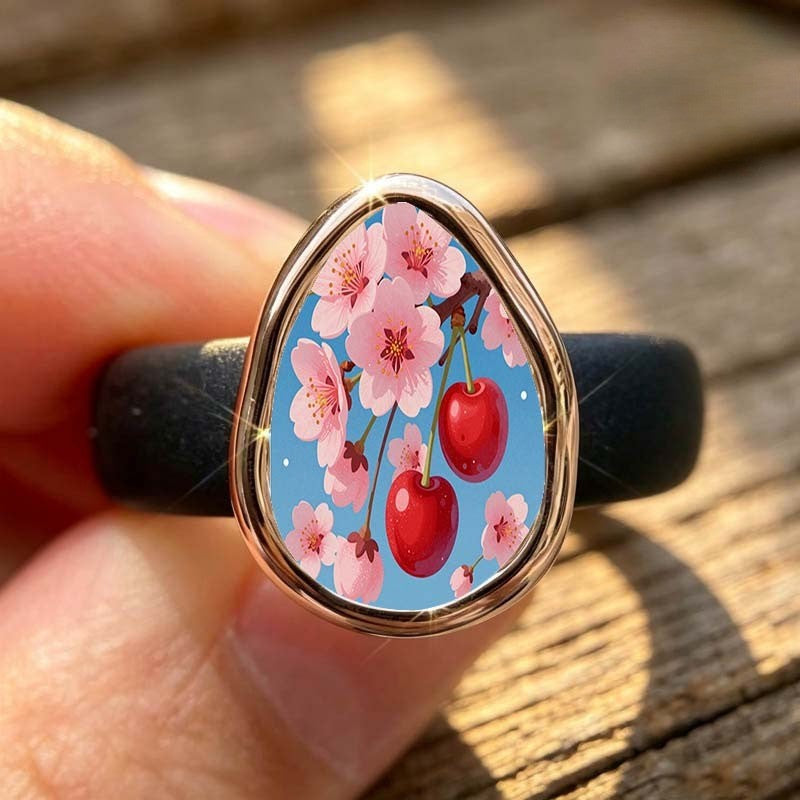 Stylish Cherry Blossom Teardrop Ring