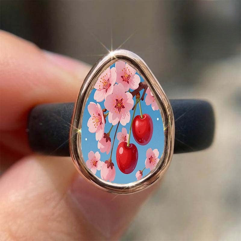 Stylish Cherry Blossom Teardrop Ring