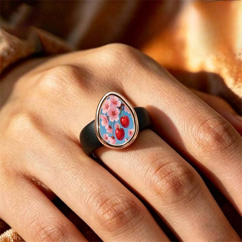 Stylish Cherry Blossom Teardrop Ring