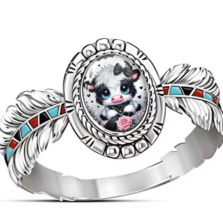 Cow Oval Statement Ring