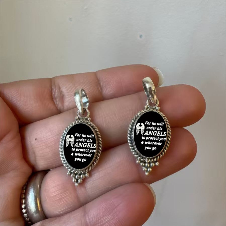 Angels Protect You Oval Pendant Necklace
