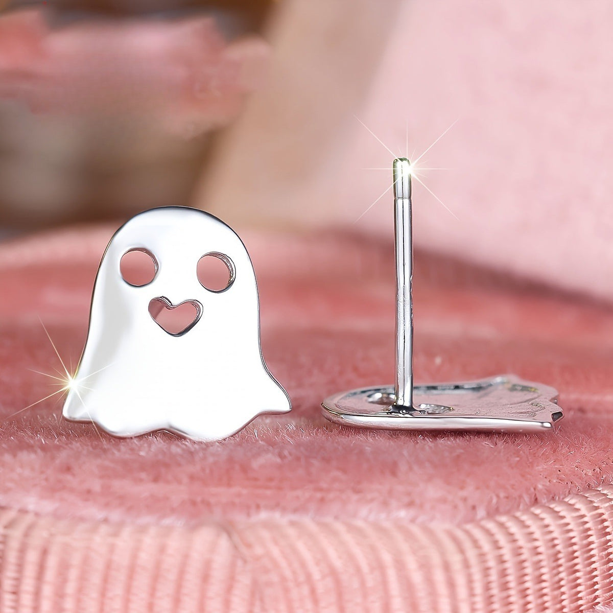 Ghost Heart Stud Earrings