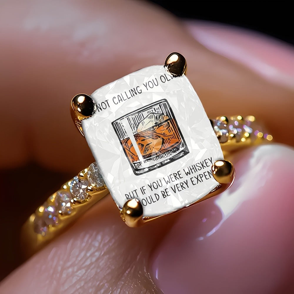 Whiskey Glass Square Ring
