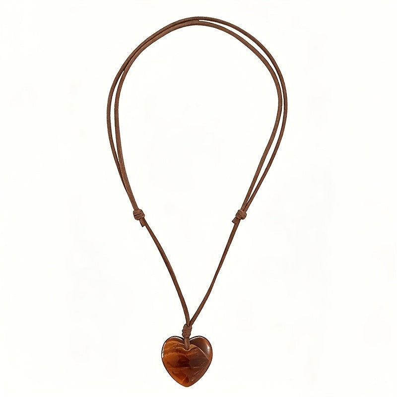 Amber Heart Cord Necklace