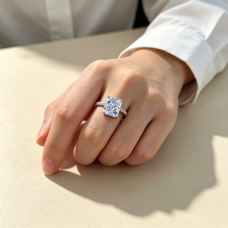 Blue Floral Square Ring