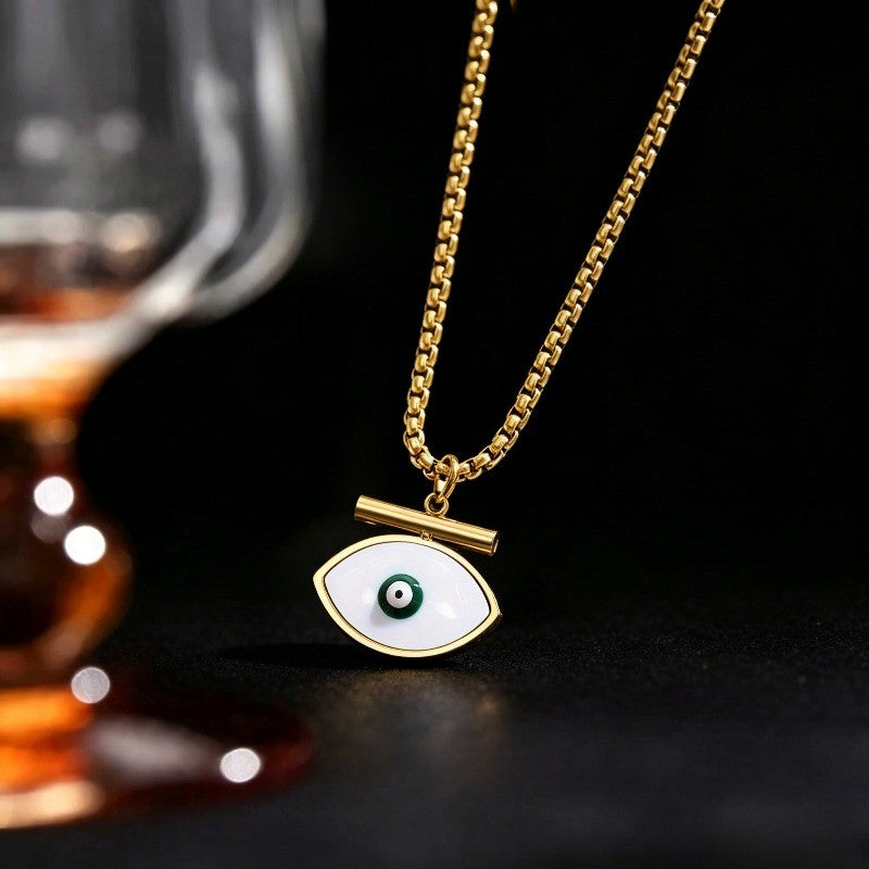 White Enamel Eye Pendant Necklace