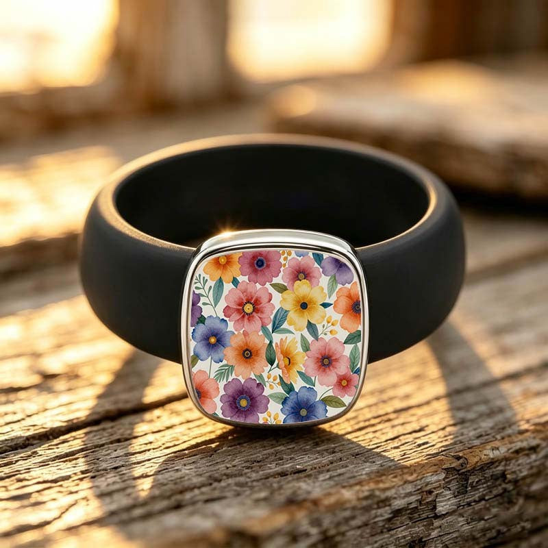 Multi-Color Floral Square Ring
