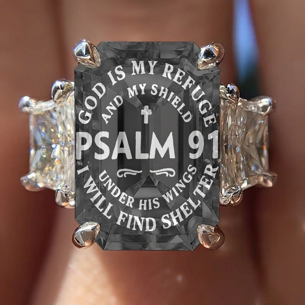 Psalm 91 Square Statement Ring
