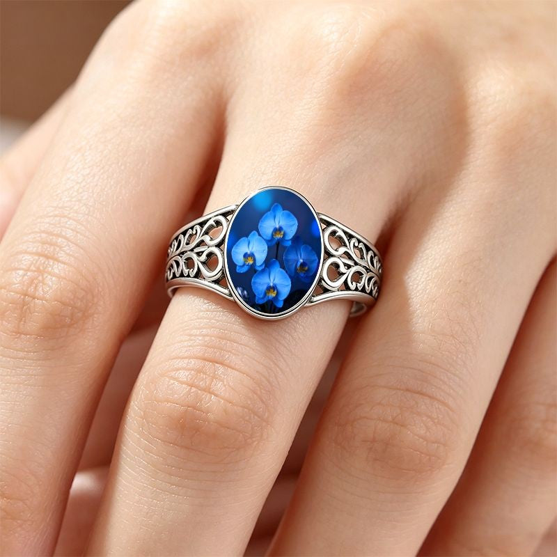 Blue Orchid Oval Ring