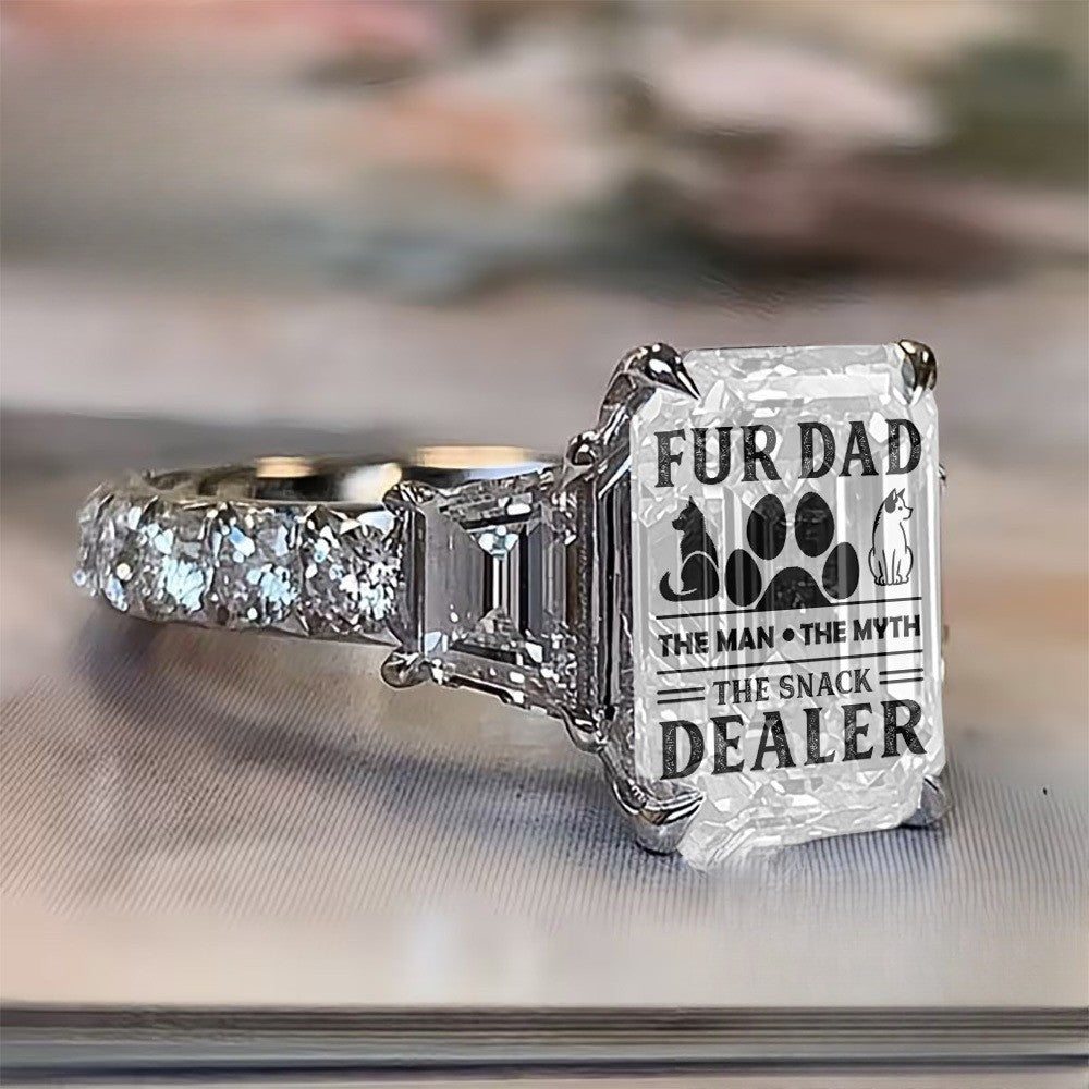 Square Pet Dad Statement Ring