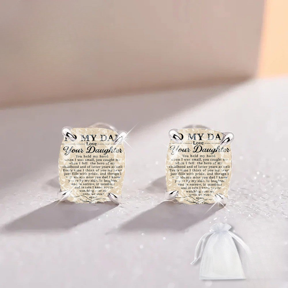 Daughter Poem Square Stud Earrings