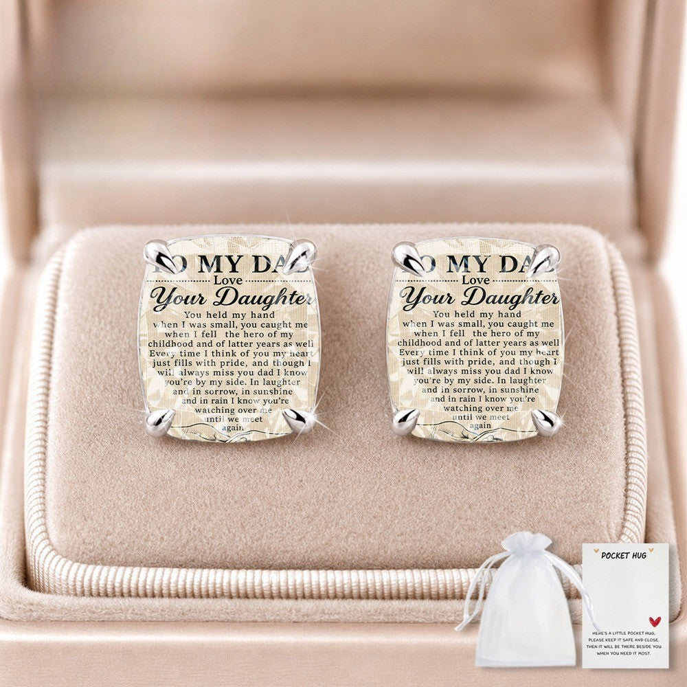 Daughter Poem Square Stud Earrings