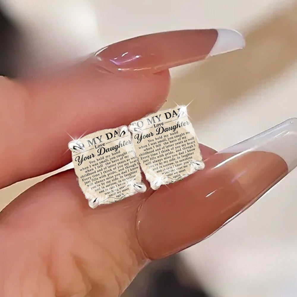 Daughter Poem Square Stud Earrings