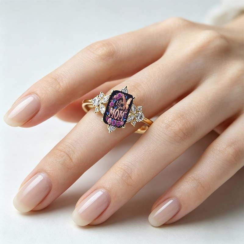 I Love You Mom Floral Ring