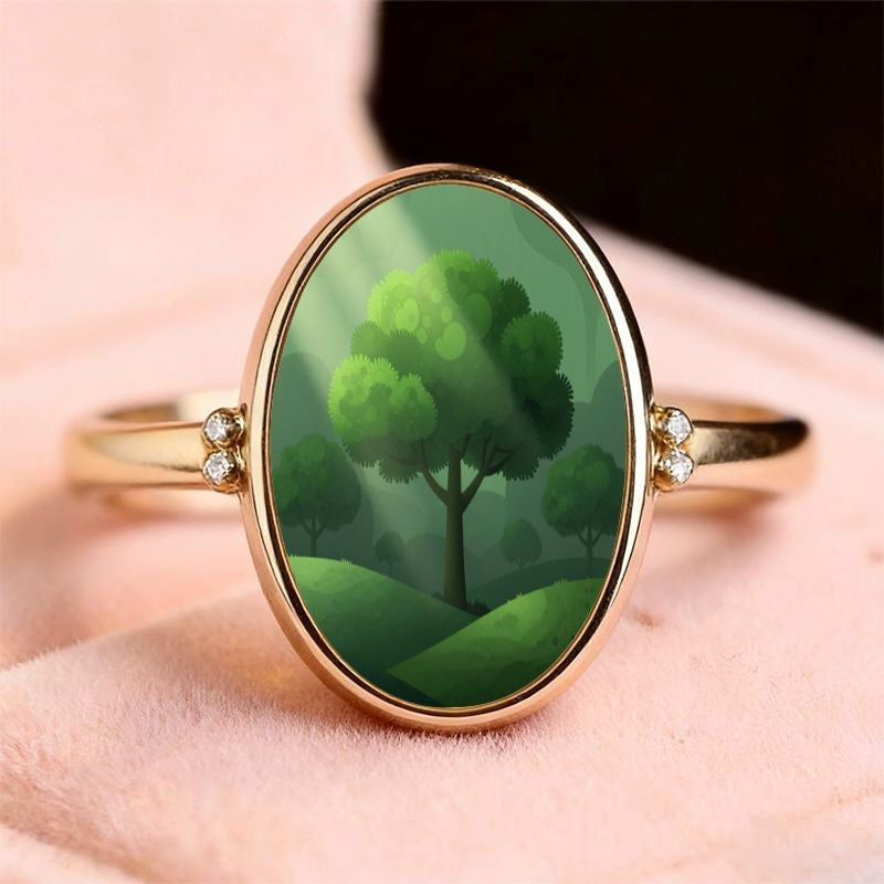 Green Forest Oval Ring
