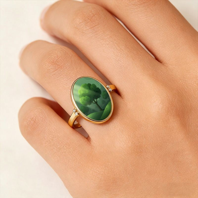 Green Forest Oval Ring