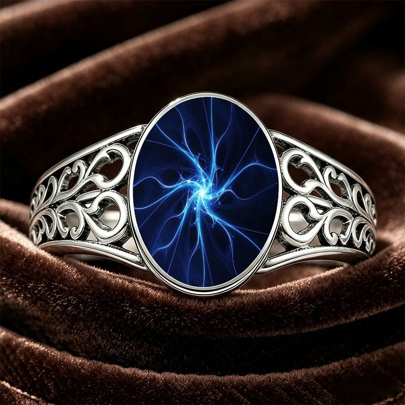 Blue Lightning Oval Ring