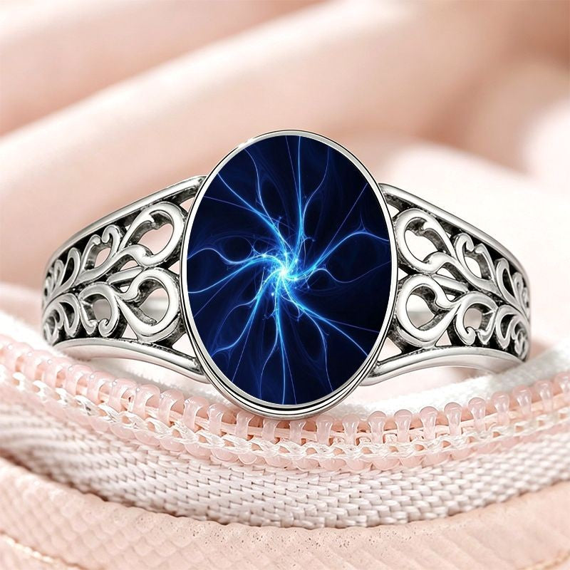 Blue Lightning Oval Ring