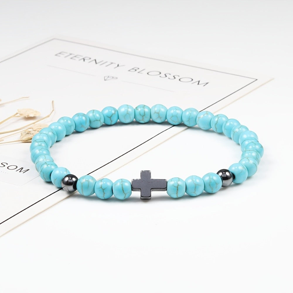 Turquoise & Black Cross Bracelet