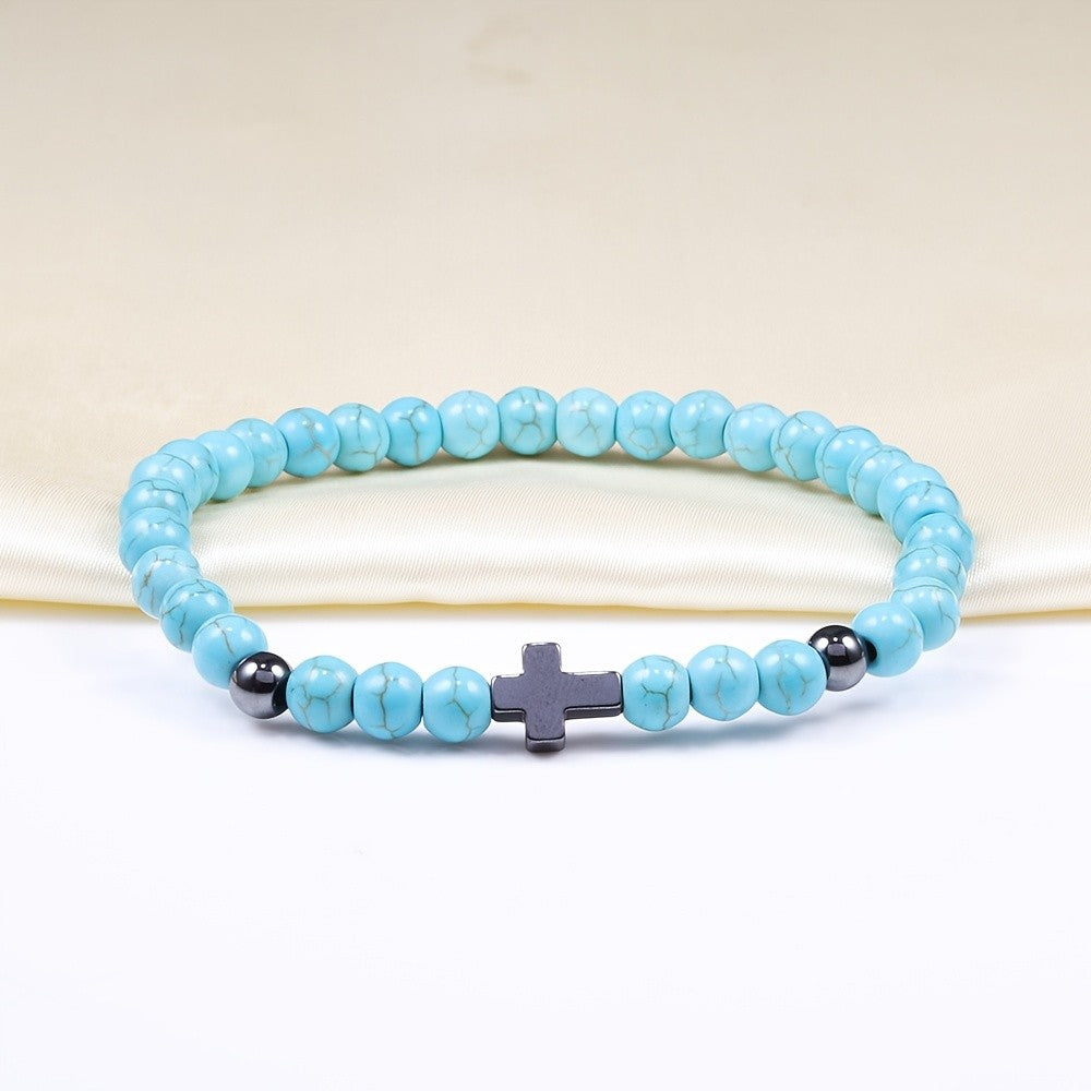 Turquoise & Black Cross Bracelet